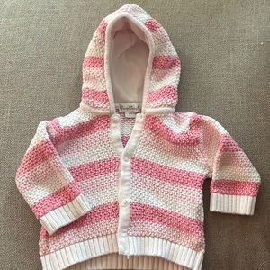 Kiss Kissy pink stripe sweater w/ hood 3-6 mos